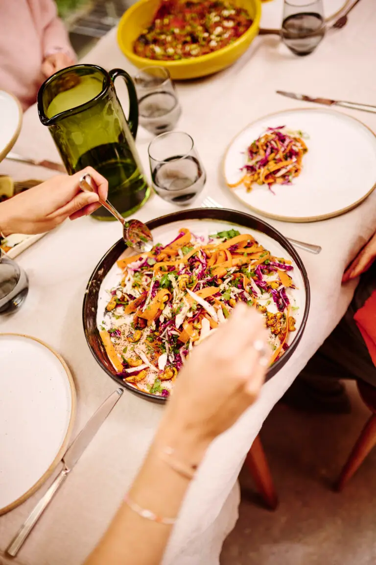 Nutritious meal example: Yotam Ottolenghi's lime and poppy seed slaw with curry leaf oil